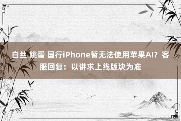 白丝 跳蛋 国行iPhone暂无法使用苹果AI？客服回复：以讲求上线版块为准