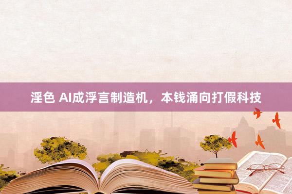 淫色 AI成浮言制造机，本钱涌向打假科技